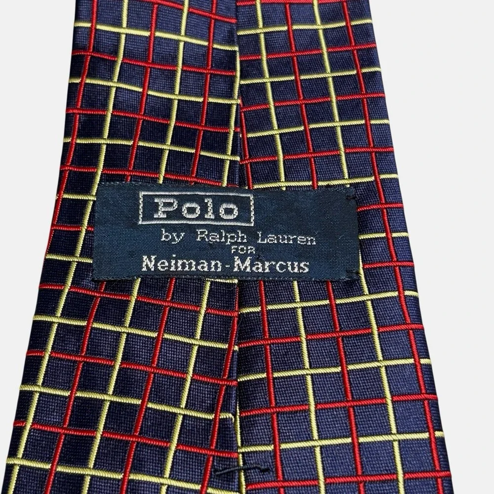 Polo By‎ Ralph Lauren Hand Made Silk Neiman Marcus Square Check Silk Handmade 52